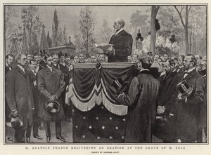 M Anatole France pronunciando un discurso en la tumba de M Zola